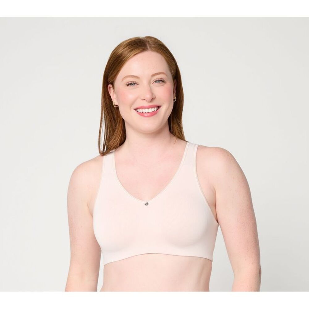 Breezies Women's Bra Sz L Smooth Curves Wirefree Comfort Ballet Combo